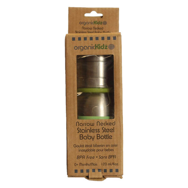 Organic Kidz Baby Feeding Bottle, Stainless Steel 120 ml