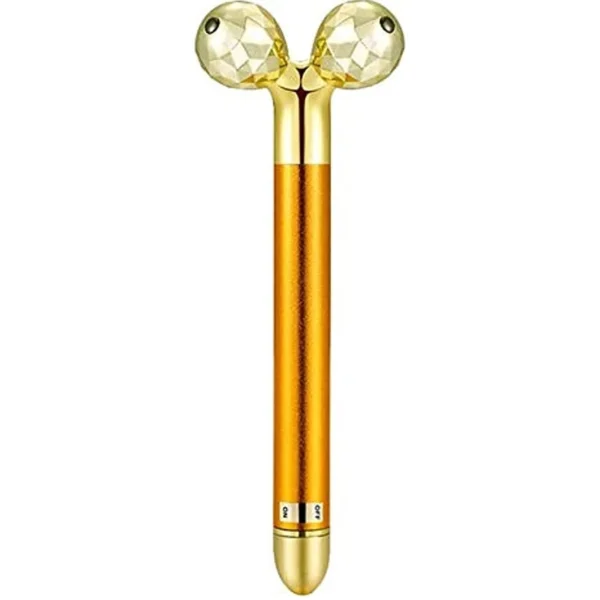 Energy Beauty V-Shape 24k Golden Pulse Facial Massager, 3D Roller Face Massager Electric Sonic Gold Lift Facial Bar