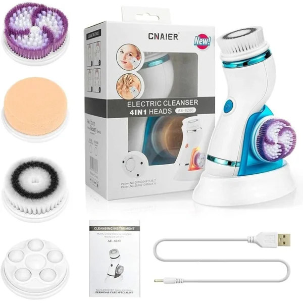 Cnaier AE-8286 Facial Cleansing Brush 4 in 1 Rechargeable Waterproof Face Brush