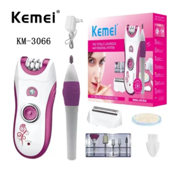 Kemei KM-3066 Electric 4 in 1 Women Shaver Female Body Hair Removal Razor Trimmer Facial Depilation Machine