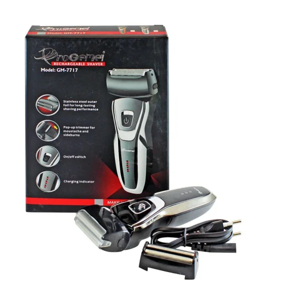 ProGemei GM-7717 – ماكينة حلاقة كهربائية قابلة لإعادة الشحن