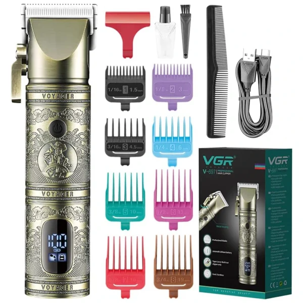 VGR V-697 Professional Hair Clipper Kit with Digital Display, Rechargeable Li-ion, Battery 2000mAh