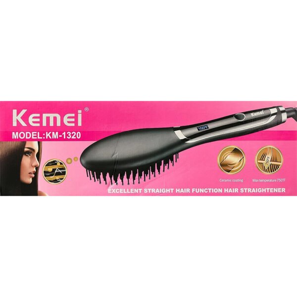 Kemei KM-1320 hair straightening brush, black - km-1320