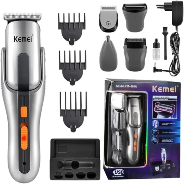 ماكينة الحلاقة والعناية الشاملة KEMEI KM-680A الاحترافية 8 في 1 – حل متكامل لجميع احتياجاتك