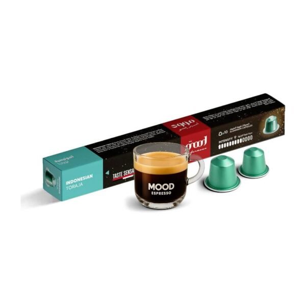 Mood Espresso – Indonesian Toraja – Single Origin 100% Arabica – Nespresso Compatible Aluminium Capsules (10 Pods)