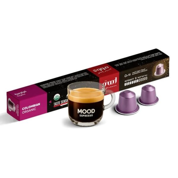 Mood Espresso – Organic Colombian – Single Origin 100% Arabica – Nespresso Compatible Aluminium Capsules (10 Pods)