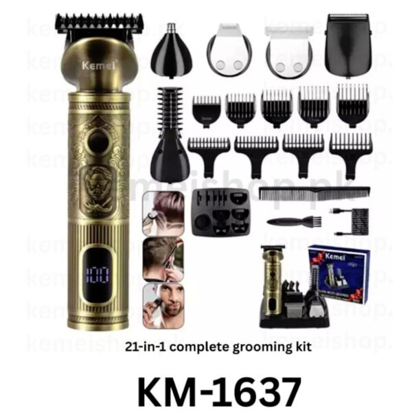 Kemei 21 in 1 Rechargeable Men Hair Shaver Kit KM-1637