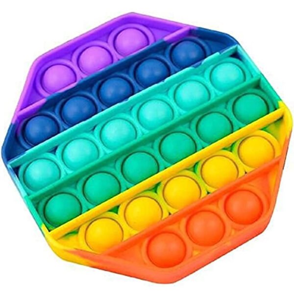 Pop it Bubble Sensory Fidget Toy Autism Stress Relief Silent Classroom Special Needs Stress Reliever-Octagonal - Multi color