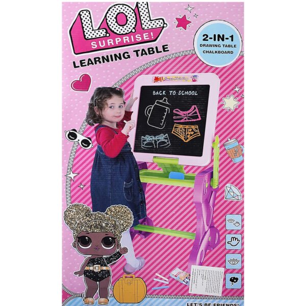 طاولة تعليمية مع 1 ممسحة + 12 طباشير + 12 ورقة للأطفال - متعدد الألوان